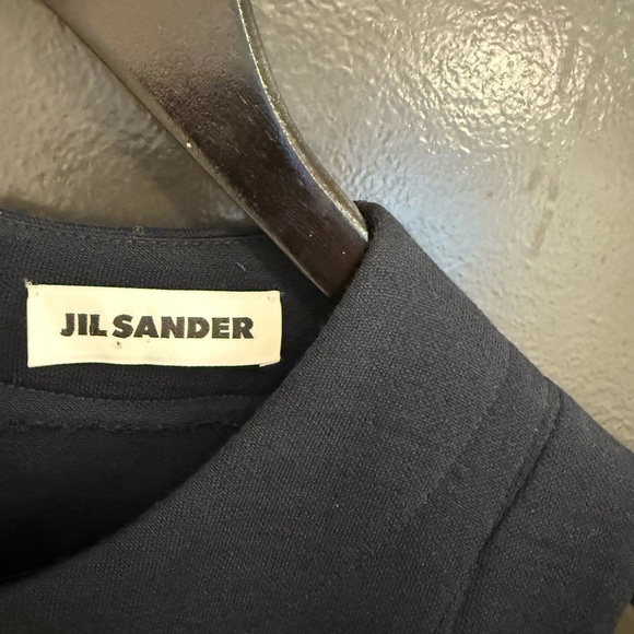 Jil Sander size 10 Laine Wool EUC long Blue A-Line Crew Neck Dress- thicker wool - Picture 3 of 15